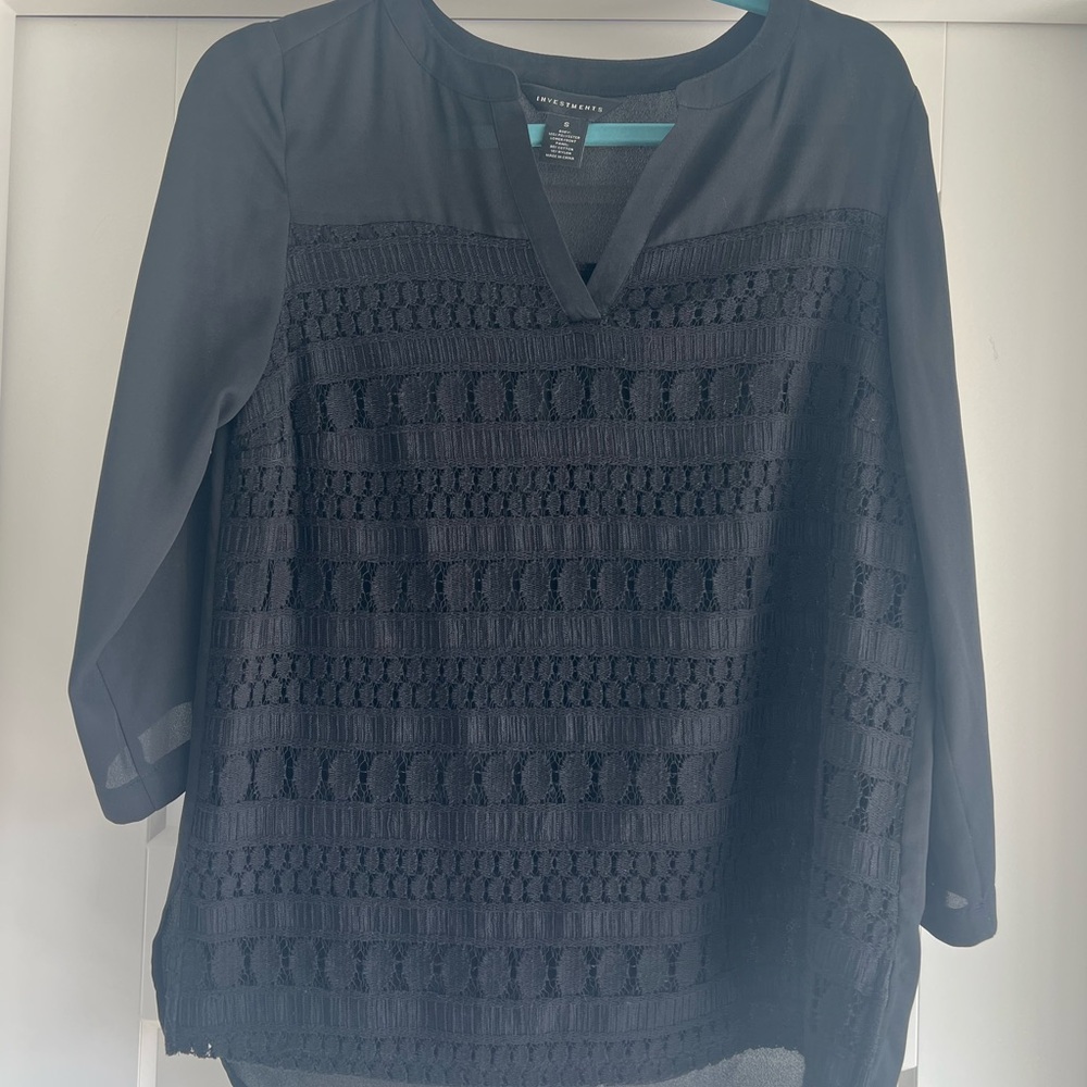 Investments Black Textured Blouse